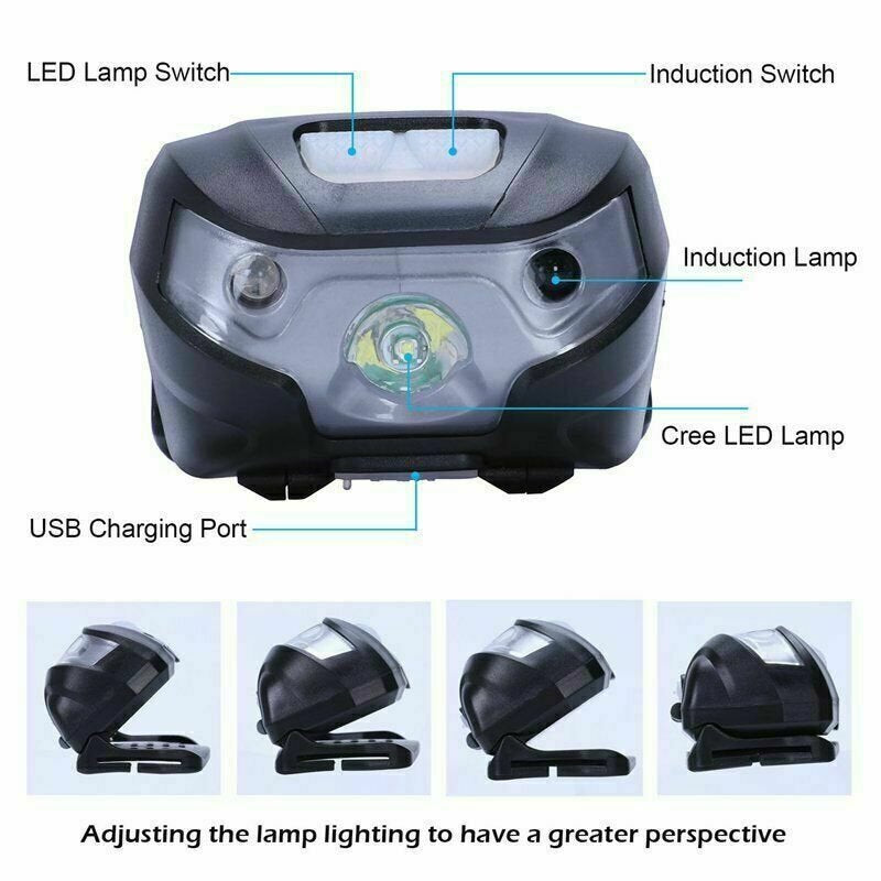 Super Bright Waterproof Head Torch Headlight LED CREE USB Rechargeable Headlamp