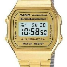 💥CASIO Retro Classic Mens Digital Steel GOLD Bracelet Watch-A168WG-9EF UK 1💥