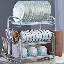 3 Tier Kitchen Dish Drainer Rack Cutlery Cup Plates Holder FREE SHIPPING