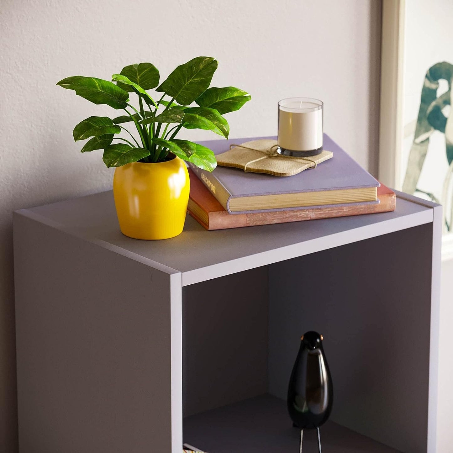 5 Tier Cube Bookcase, Grey Wooden Shelving Display Storage