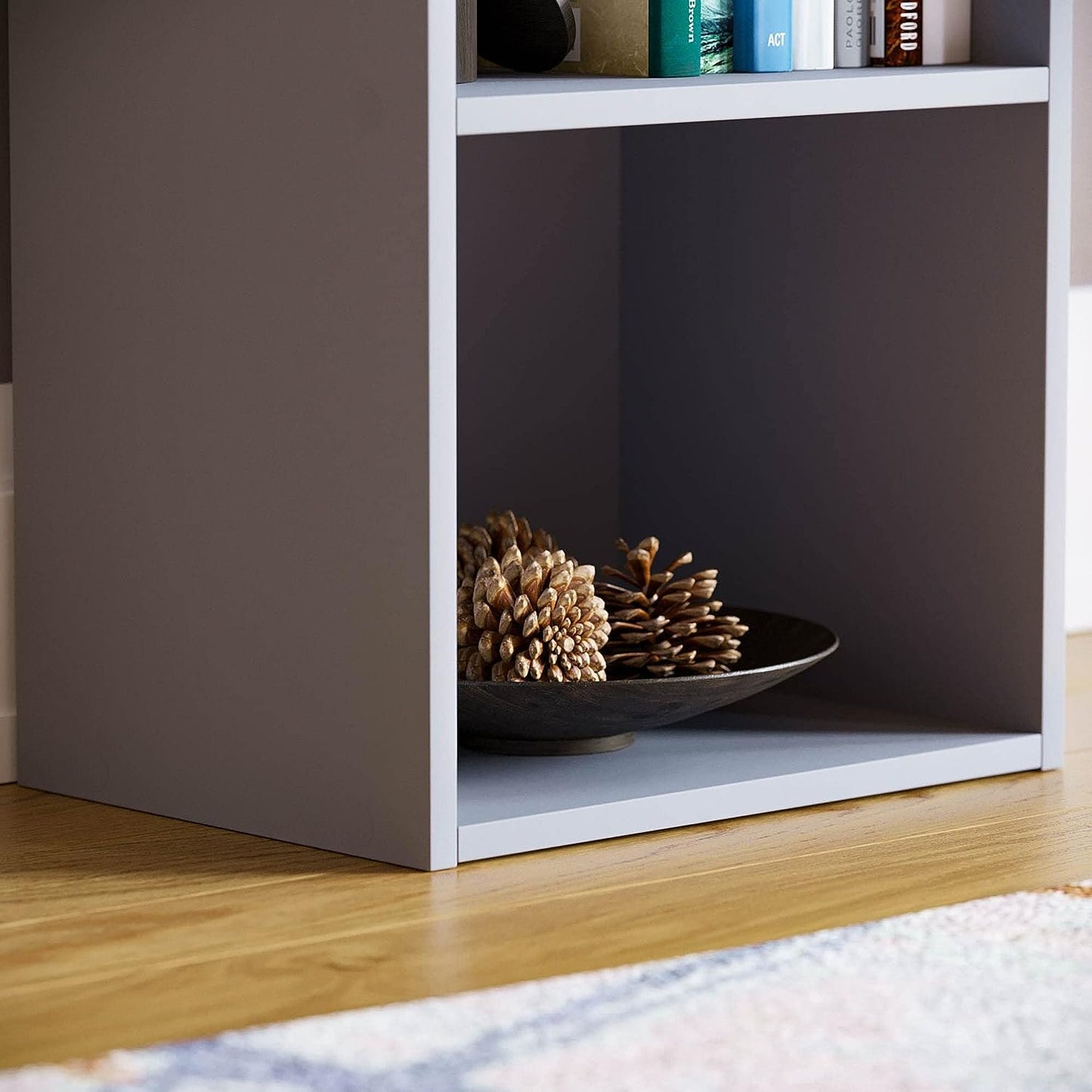 5 Tier Cube Bookcase, Grey Wooden Shelving Display Storage