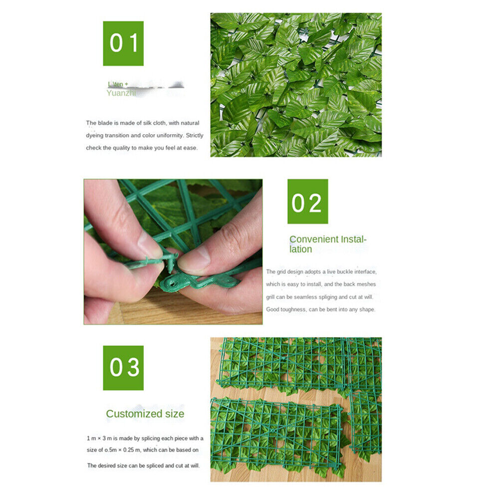 Artificial Hedge Fake Ivy Leaf Garden Fence Privacy Screening Roll Wall Panel