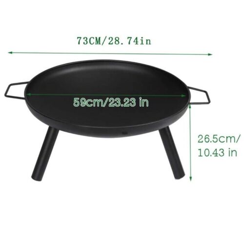 24" Round Fire Pit Folding Patio Garden Bowl Outdoor Camping Heater Log Burner