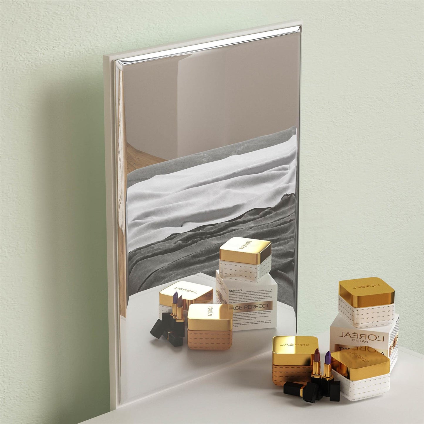 1 Drawer Dressing Table Modern Makeup Desk Mirror Stool Vanity Set Bedroom