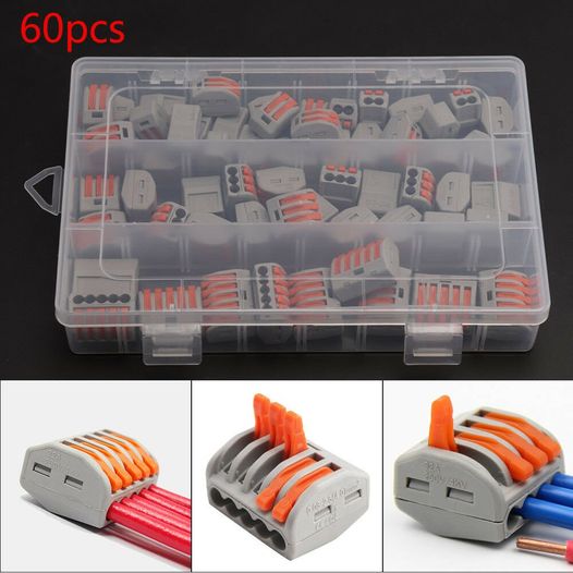 60x Reusable Electrical Connectors Wire Block Terminal Cable 2,3,5 Pin For Wago
