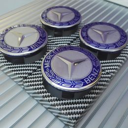 Mercedes Blue Alloy Wheel Centre Hub Caps AMG A B C E S M Class ML CLA GLA SLK