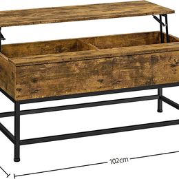 NEW! Industrial Split Lift-top Coffee Table with Storage Compartments Metal Legs