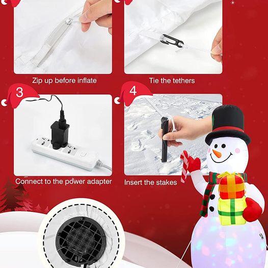 7FT Christmas Inflatable Snowman, Santa-Cute Snowman with Rotating LED Lights