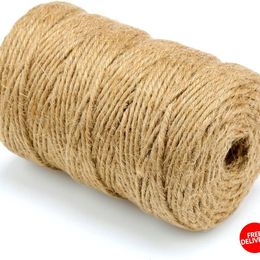 H&S Jute Twine String 600 Feet 6Ply 3Mm Thick Strong Natural Jute Rope Roll