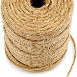 H&S Jute Twine String 600 Feet 6Ply 3Mm Thick Strong Natural Jute Rope Roll