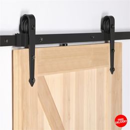 Sliding Door Track Barn Door Hardware Set Kit Modern Style Single Door Black 6 FT