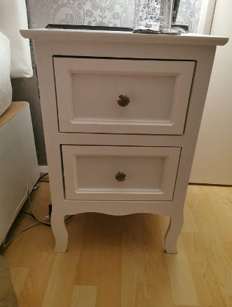 White Wooden Bedside Table with Drawer Storage Cabinet Nightstand Side/End Table