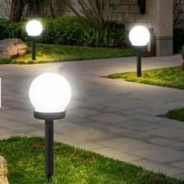4 Solar LED Stake Lights Outdoor Garden Globe Lamps Round Ball Pathway
