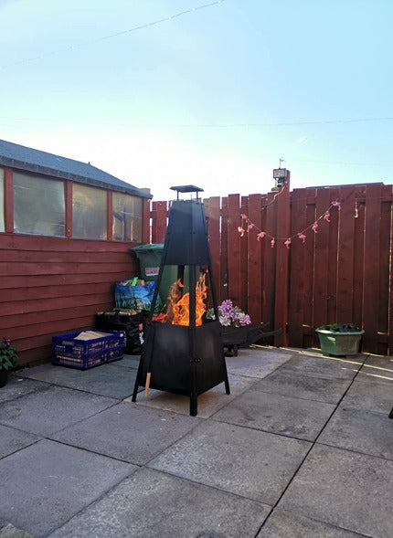 Metal Pyramid Chiminea Large Fire Pit Heater Outdoor Patio Black Wood Burn