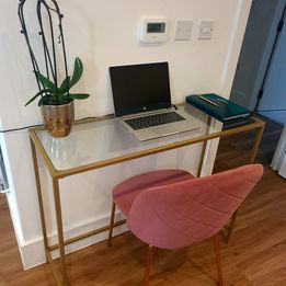 NEW! Console Table Tempered Glass Table, Modern Sofa or Entryway Table Metal Frame