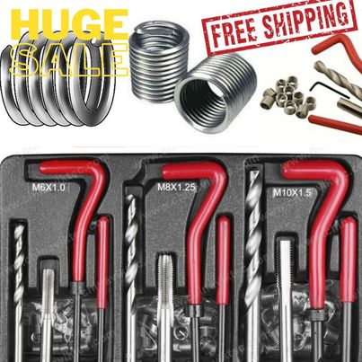 88pc Thread Repair Helicoil Re-Thread Tool Kit M6 M8 M10 Inserts Drill Tap Set