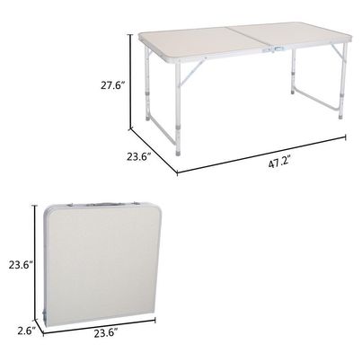 4FT FOLDING CAMPING TABLE ALUMINIUM PICNIC PORTABLE ADJUSTABLE PARTY BBQ OUTDOOR