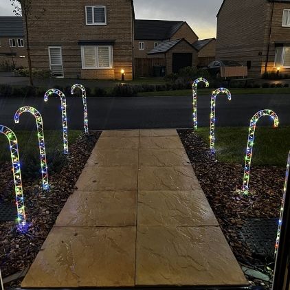 4 Set Candy Cane Path Lights Outdoor Micro LED Christmas Decoration 4 x 56cm (Multi-Colour)