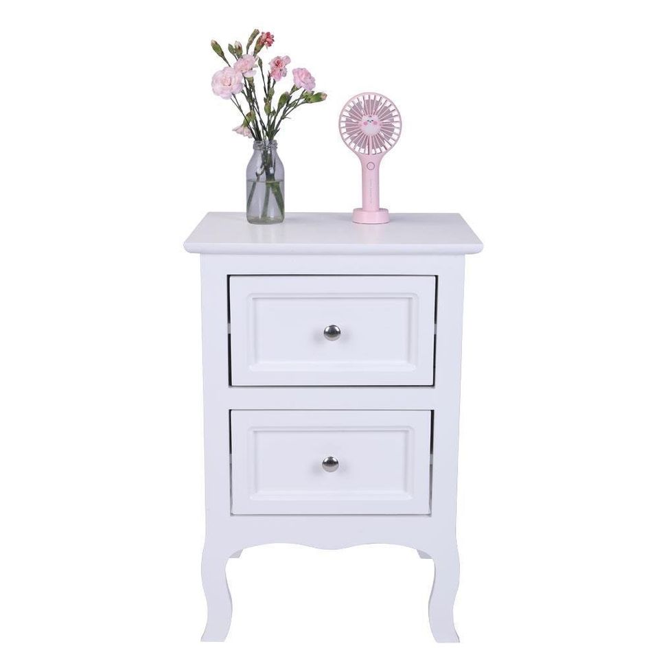 White Wooden Bedside Table with Drawer Storage Cabinet Nightstand Side/End Table