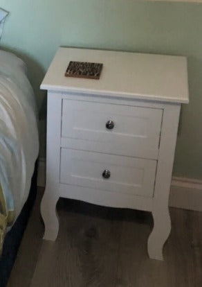 White Wooden Bedside Table with Drawer Storage Cabinet Nightstand Side/End Table