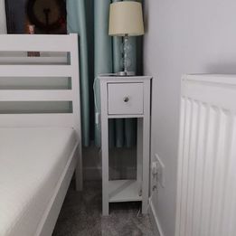 š„2 Set Bedside Table, Wooden Nightstand with Drawer & Shelf, Whiteš„
