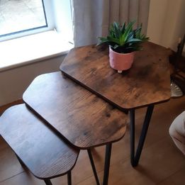 Nesting Coffee Table Set of 3 End Tables for Living Room Stacking Side Tables