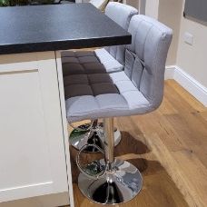 Set of 2 Bar Stools Light Grey Bar Chairs Breakfast Dining Stools for Kitchen Island Counter