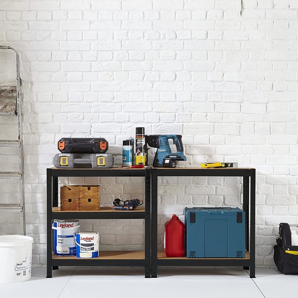 Heavy Duty Steel Galvanized 5 Tier Garage Shelving Shelf Racking Unit Storage Racks (Black)