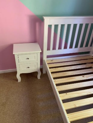 White Wooden Bedside Table with Drawer Storage Cabinet Nightstand Side/End Table