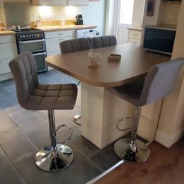 Set of 2 Bar Stools Light Grey Bar Chairs Breakfast Dining Stools for Kitchen Island Counter