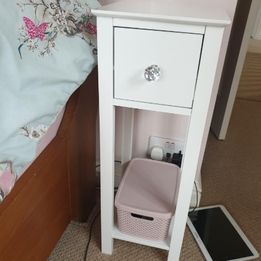 💥2 Set Bedside Table, Wooden Nightstand with Drawer & Shelf, White💥