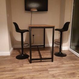 Set of 2 Bar Stools Black Soft Leatherette PU Seat Solid Adjustable Gas Lift Frame