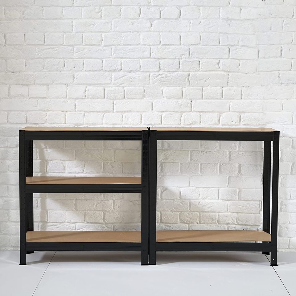 Heavy Duty Steel Galvanized 5 Tier Garage Shelving Shelf Racking Unit Storage Racks (Black)