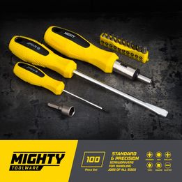 100pc Screwdriver and Bit Set Precision Pozdriv Hex Phillips Torx Square Slot