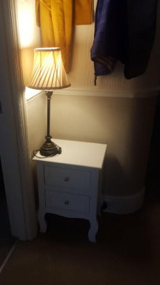White Wooden Bedside Table with Drawer Storage Cabinet Nightstand Side/End Table