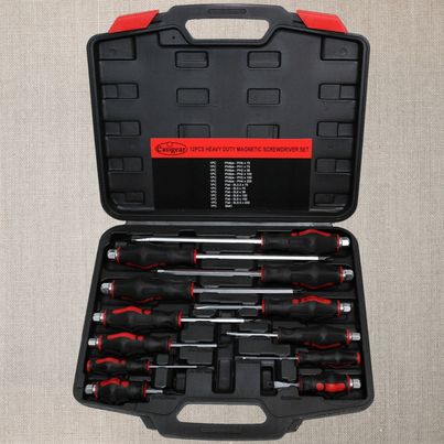 Magnetic Screwdriver Set 12pc Heavy Duty Philips & Flat Head Go Through Drivers