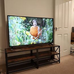 NEW TV Stand TV Table for TV up 60" with Shelves, Steel Frame, Rustic