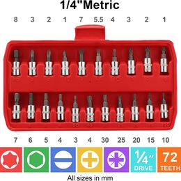 45pc 1/4 Dr Socket Set CRV Steel Torx Star Pozi Phillips Bits + Storage Case