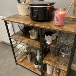 Baker's Rack Industrial Kitchen Island Microwave Storage Rack with Metal Mesh Basket BRAND NEW