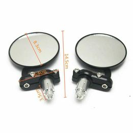 ROUND BLACK UNIVERSAL MOTORCYCLE BIKE 7/8" HANDLE BAR END REARVIEW SIDE MIRRORS