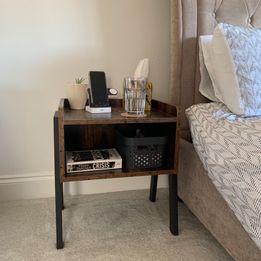 NEW Side Table Industrial Nightstand Stackable End Table with Open Front Storage