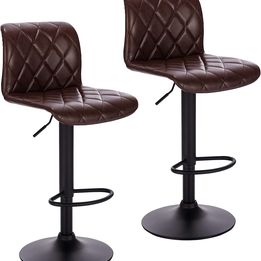 NEW! Set of 2 Bar Stools with Chrome Footrest and Base Swivel Gas Lift FREE SHIPPING