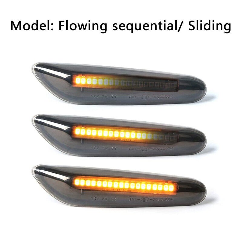 2X For BMW E90 E92 E60 E87 E82 LED Dynamic Smoked Side Indicator Turn Signal