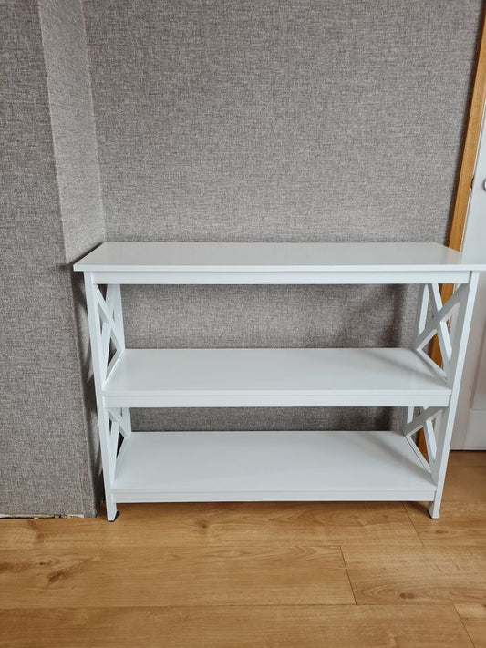 NEW! Console Table 3-Tier Entryway Table Wooden Sofa Table with Storage Shelves White
