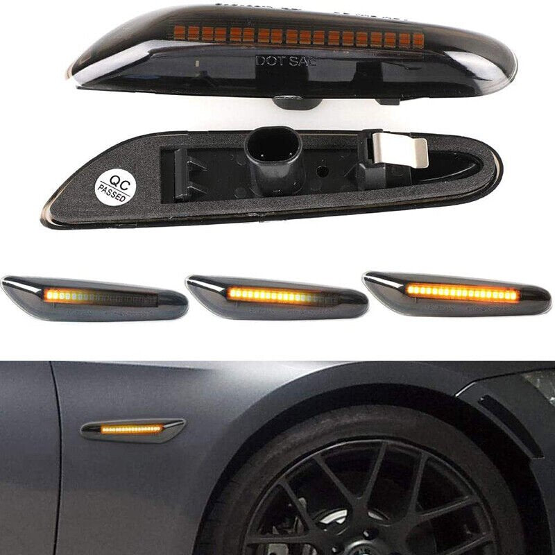 2X For BMW E90 E92 E60 E87 E82 LED Dynamic Smoked Side Indicator Turn Signal