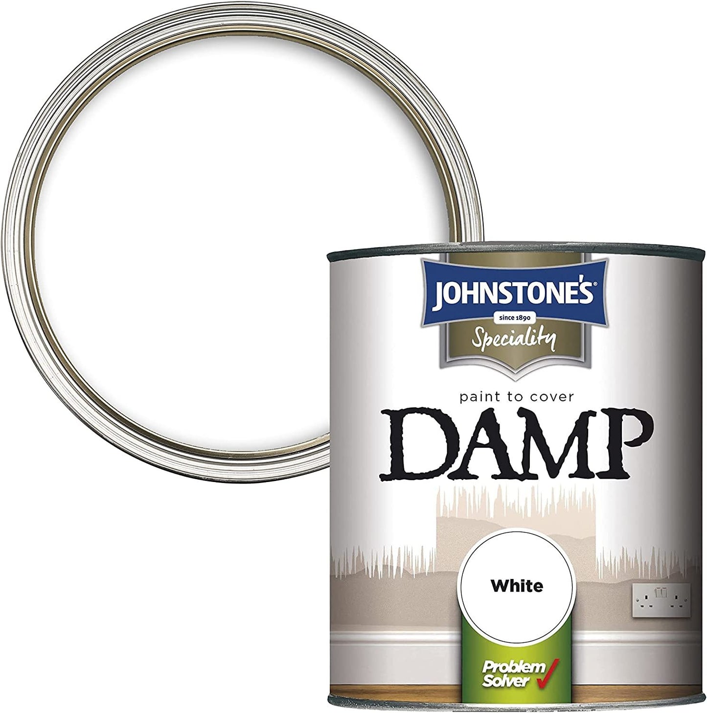 Johnstone's 307955 Paint to Cover Damp White, 750ml