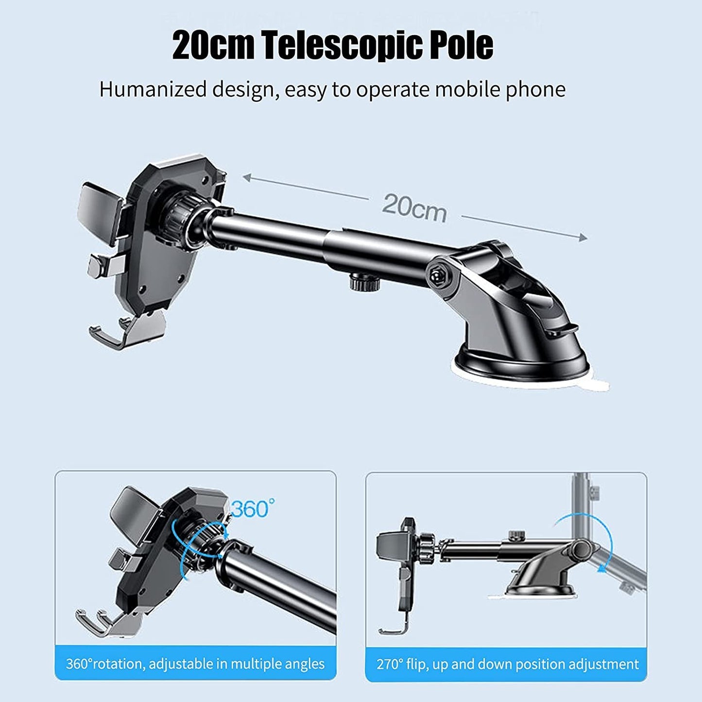 4 in 1 Universal Car Phone Mount Cradle Super Stable for Car Dashboard/Windscreen/Air Vent