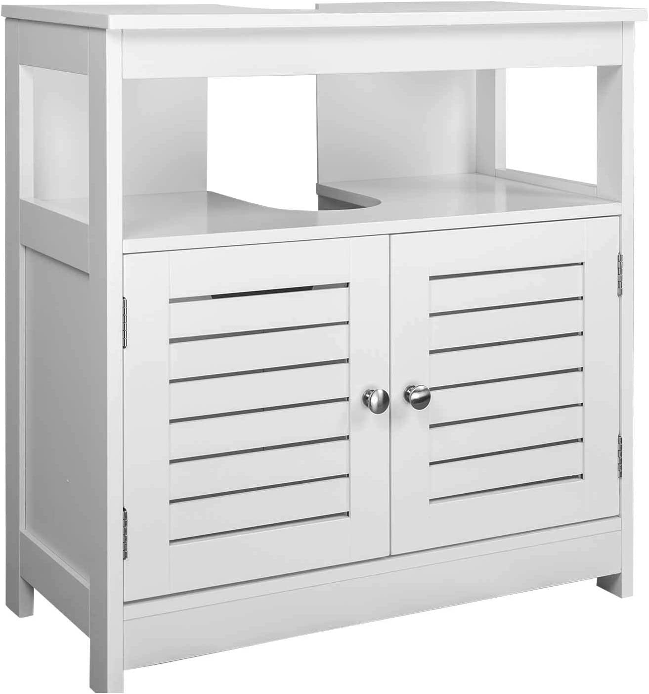 Under Sink Storage Bathroom Cabinet Cupboards Basin Unit with Extra Storage Shelf White