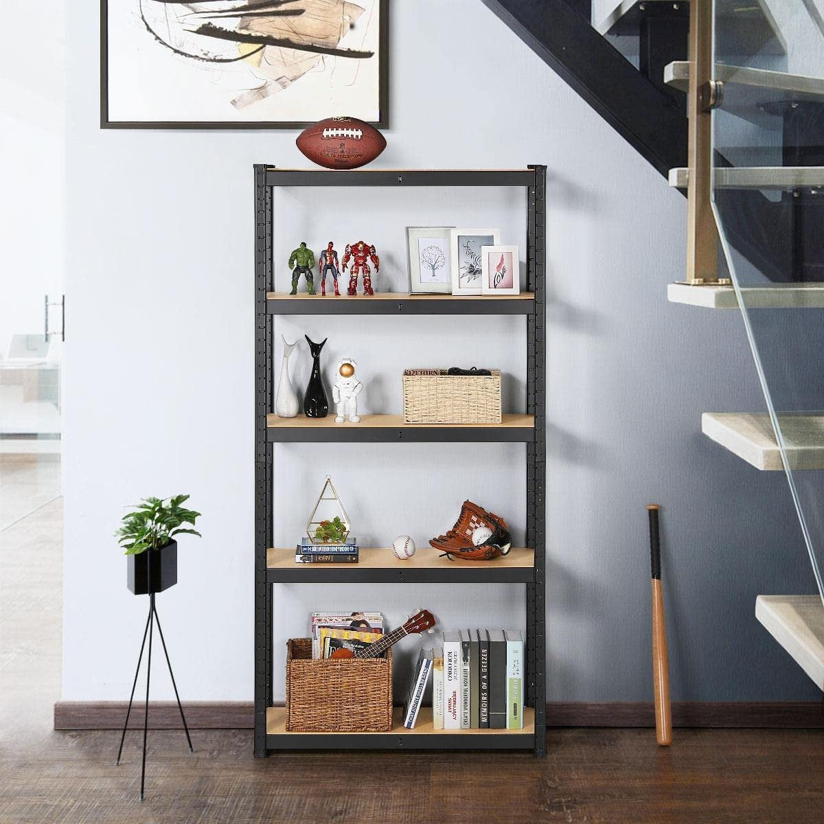 2PCS Heavy Duty 5 Tier Garage Shelving Units Metal Storage Shelves175KG Per Shelf, Black