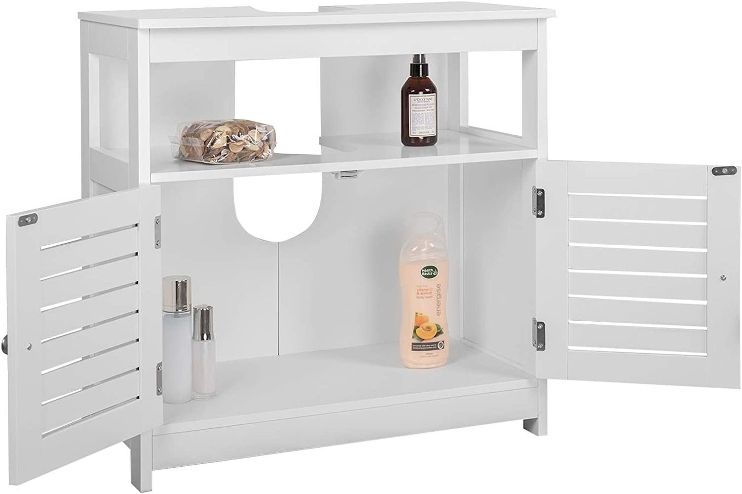 Under Sink Storage Bathroom Cabinet Cupboards Basin Unit with Extra Storage Shelf White